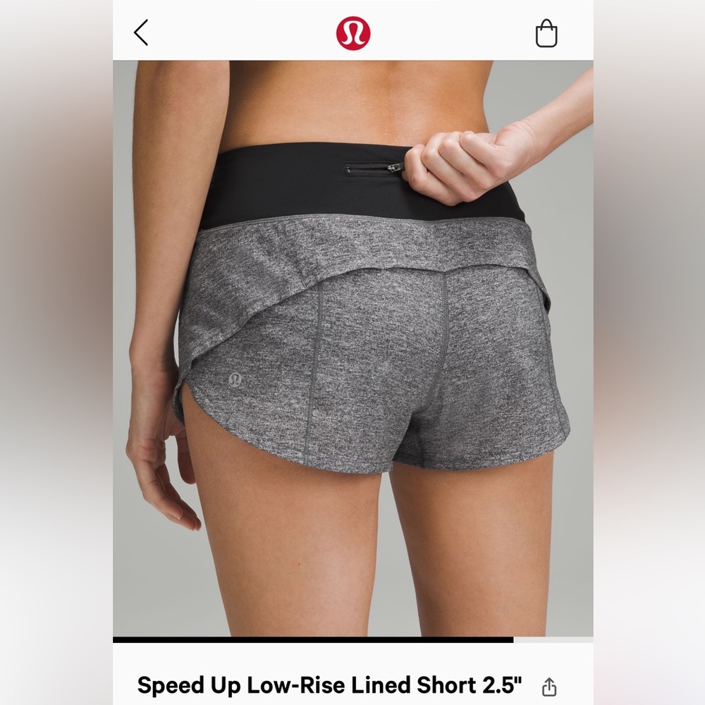 lululemon gray speed up shorts 2.5 inseams